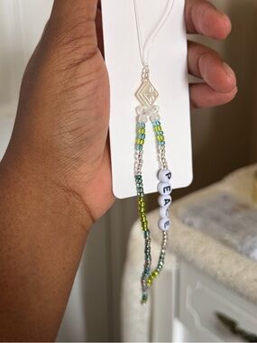 “Peace” Phone Charm Lanyard - cell phone wristlet bracelet strap